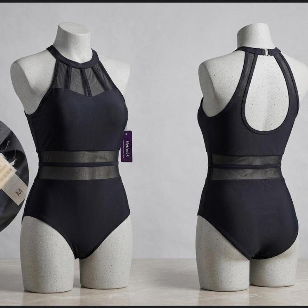 Holipick High Neck Mesh One-Piece Swimsuit Holipick Mesh One Piece Bathing Suit
